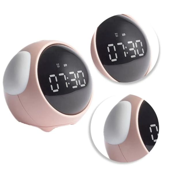 Cute Expression Multi Function LED Pixel Alarm Clock – Pink