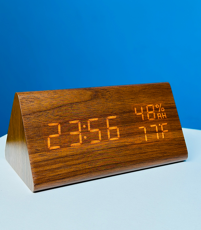 Triangle Wooden Style Digital LED Clock-Light Wood Color