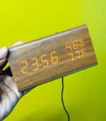 Triangle Wooden Style Digital LED Clock-Light Wood Color